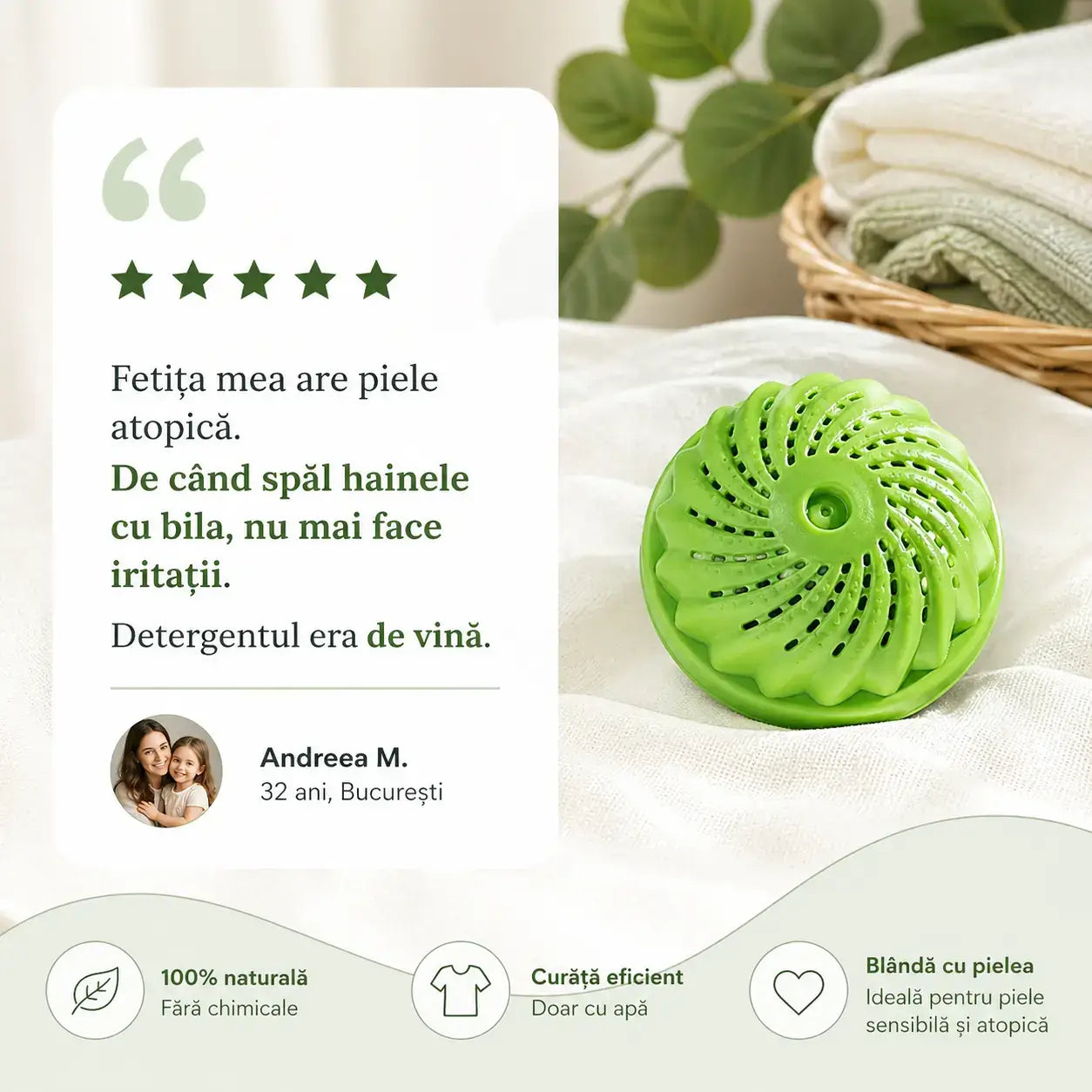 Bila ecologica pentru spalare fara detergent